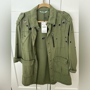 ***NWT*** Zara Olive Green Utility Jacket w. Grommets